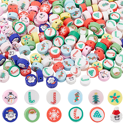 Christmas Theme 300Pcs Handmade Polymer Clay Beads CLAY-SP0001-01B-1
