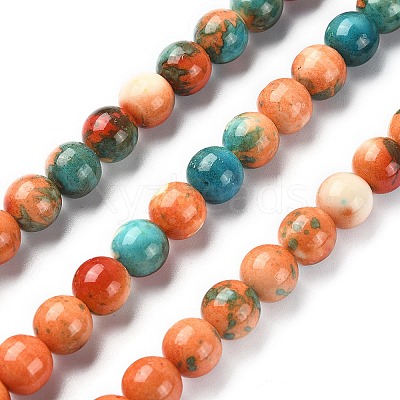 Synthetic Ocean White Jade Round Beads Strands G-YW0001-42C-1