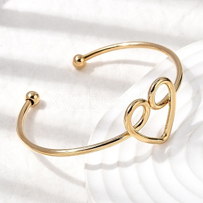 304 Stainless Steel Cuff Bangles for Women BJEW-Z150-02G-01-1