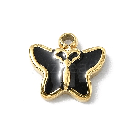 304 Stainless Steel Black Enamel Charms STAS-L022-439G-01-1