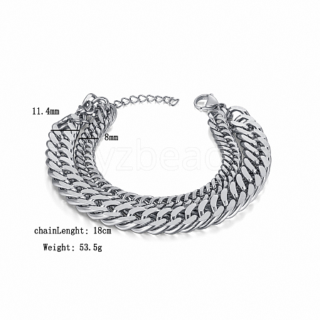 Non-Tarnish Stainless Steel Double-layered Cuban Link Chain Bracelets for Women FV2472-1-1