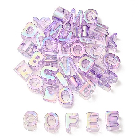 UV Plating Rainbow Iridescent Acrylic Beads OACR-C012-02G-1-1
