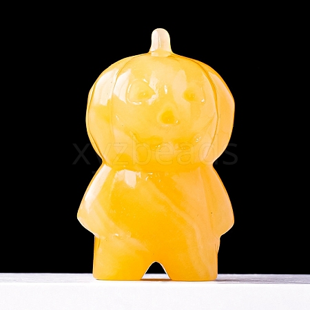 Halloween Theme Natural Yellow Quartz Pumpkin Man  Sculpture Display Decorations PW-WG5FE23-01-1