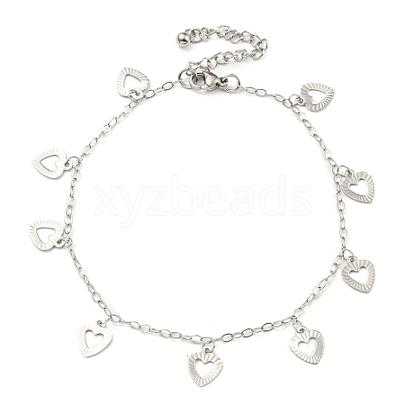 Non-Tarnish 304 Stainless Steel Cable Chain Hollow Charm Bracelets BJEW-P334-10A-P-1