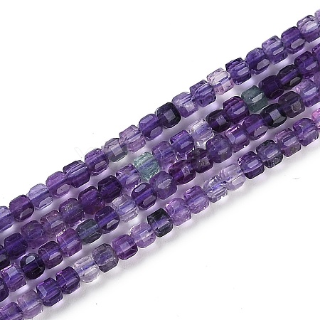 Natural Purple Fluorite Beads Strands G-P553-E02-02-1