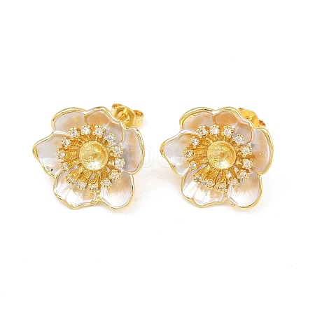 Brass Micro Pave Cubic Zirconia Stud Earring Findings CU-CBAA5EE-04G-01-1