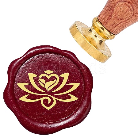 Brass Wax Seal Stamps with Rosewood Handle AJEW-WH0412-0072-1