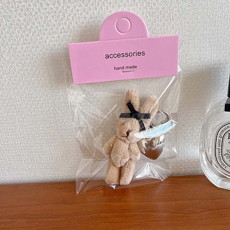 Cute Fluffy Wool Rabbit Keychain PW-WGFE0BE-02-1