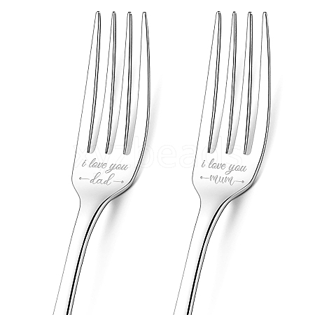 Globleland 1 Set 2Pcs 304 Stainless Steel Fork AJEW-GL0001-19-067-1