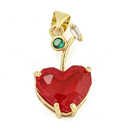 Rack Plating Brass Micro Pave Clear Cubic Zirconia Pendants X-ZIRC-L100-161G-03-1