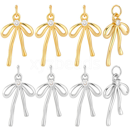 10Pcs 2 Colors Brass Micro Pave Cubic Zirconia Pendants KK-BBC0028-03-1