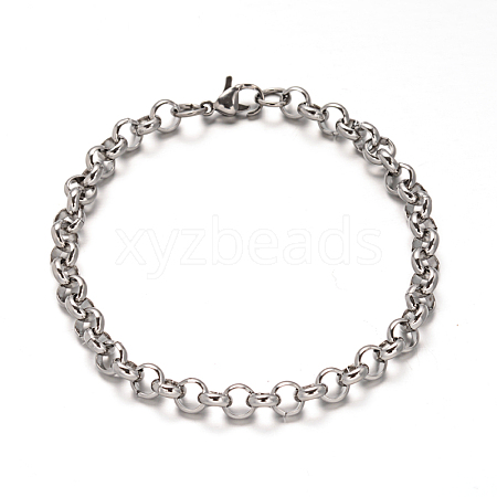 Tarnish Resistant 304 Stainless Steel Cable Chain Bracelets BJEW-I202-02B-1