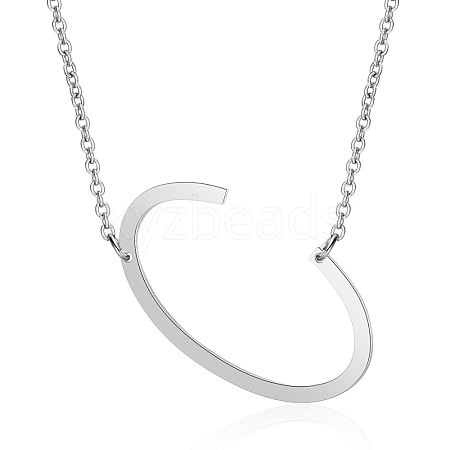 Non-Tarnish 201 Stainless Steel Initial Pendants Necklaces NJEW-S069-JN003D-C-1