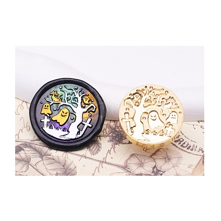 Halloween Series Wax Seal Brass Stamp Heads AJEW-M039-01P-1