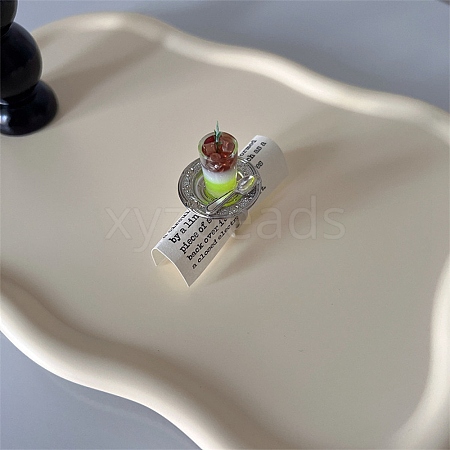 Afternoon Tea Resin & Plastic Adjustable Finger Rings for Women RJEW-K317-01H-1