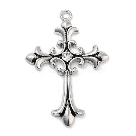 Cross Alloy Rhinestone Pendants FIND-U006-15AS-06-1