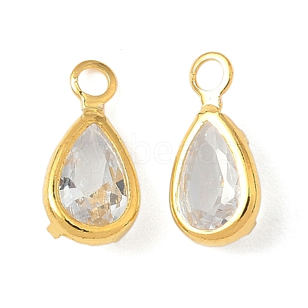 Brass Micro Pave Cubic Zirconia Charms KK-S336-01G-A-1