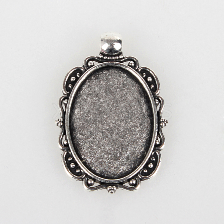 Vintage Tibetan Style Alloy Pendant Cabochon Bezel Settings X-TIBEP-O006-51AS-1