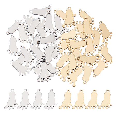 40Pcs 2 Colors 304 Stainless Steel Pendants STAS-UN0028-47-1