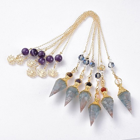 Resin Hexagonal Pointed Dowsing Pendulums(Brass Finding and Gemstone Inside) G-L521-A05-1