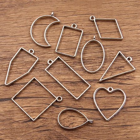 Zinc Alloy Open Back Bezel Pendants FIND-PW0024-02C-1