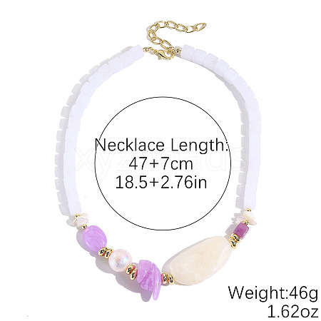 Resin Oval Cube Beaded Necklaces with Alloy End Chains WG28E0B-01-1