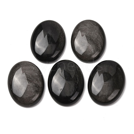 Natural Silver Sheen Obsidian Cabochons G-G741-30x40mm-23-1