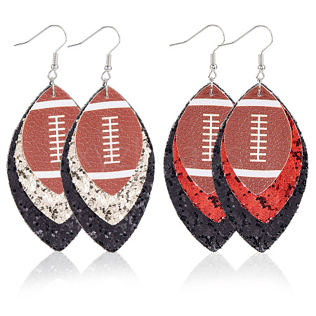 2 Pairs 2 Colors Synthetic Leather Dangle Earrings EJEW-CL0001-01B-1