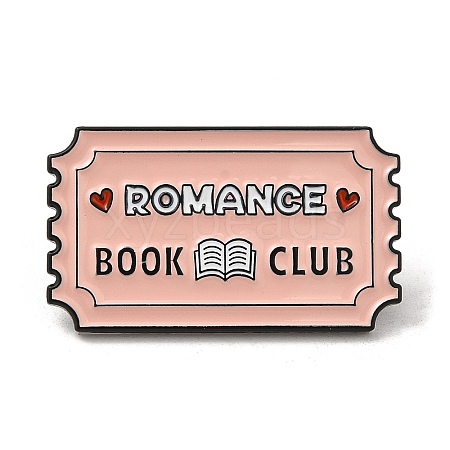 Rectangle with Heart & Word Romance Book Club Enamel Pins JEWB-M029-07B-EB-1