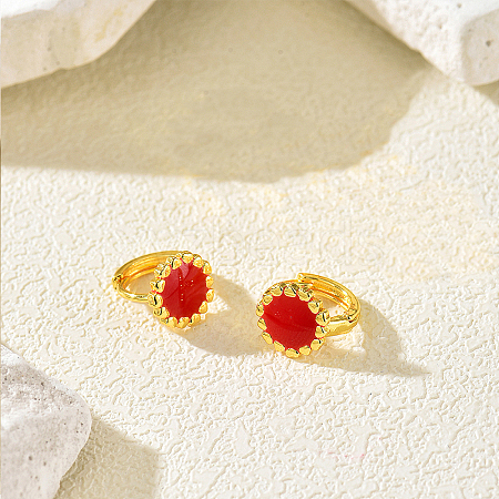 Brass Enamel Hoop Earrings for Women FJ0352-1-1