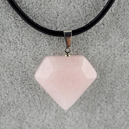 Natural Rose Quartz Faceted Pendants PW-WGFB581-01-1