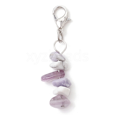 Natural Howlite & Amethyst & Purple Turquoise Chips Pendant Decoration HJEW-JM02304-03-1