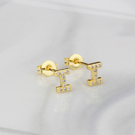 Brass Clear Cubic Zirconia Stud Earrings WGC2A80-09-1