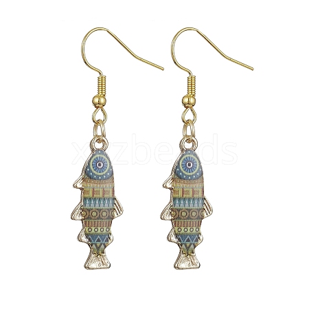 Light Gold Alloy Enamel Dangle Earrings EJEW-JE05607-09-1