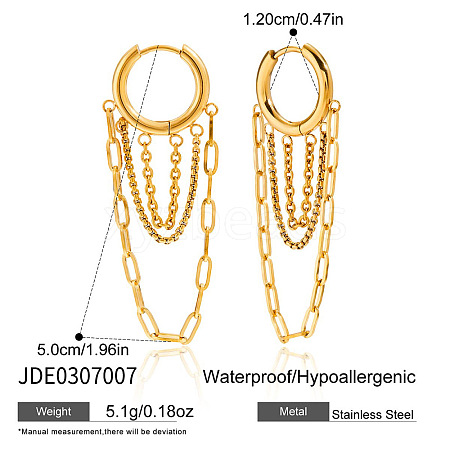 304 Stainless Steel Chain Tassel Hoop Earrings FS-WG79814-01-1