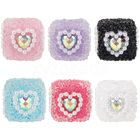6Pcs 6 Colors Acrylic & Plastic & Resin Rhinestone Beads FIND-SC0013-09A-1