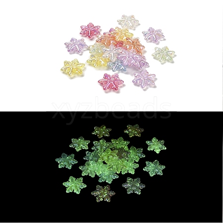 Christmas Snowflake UV Plating Luminous Rainbow Iridescent Acrylic Beads LACR-R001-07A-1