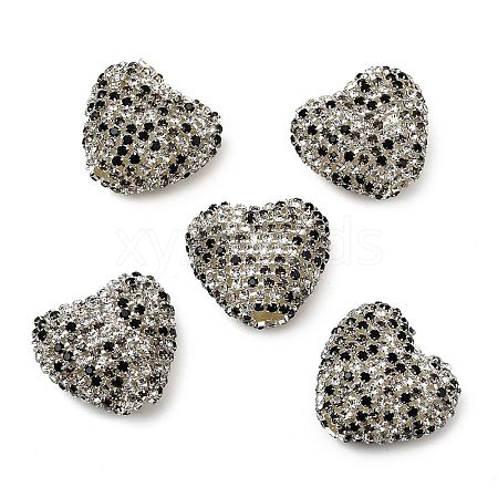 Sparkling Acrylic Heart Beads with Rhinestone Embellishment OACR-NH0001-02B-06-1