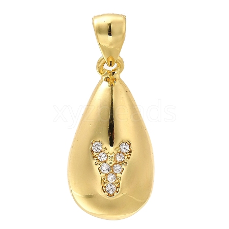 Rack Plating Brass Micro Pave Cubic Zirconia Pendants KK-L226-102G-Y-1