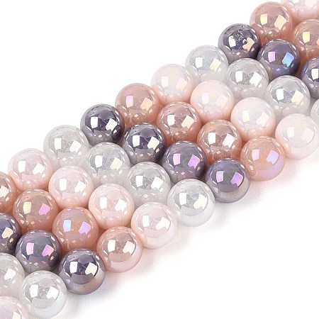 Electroplate Glass Beads Strands EGLA-N019-10mm-01-1