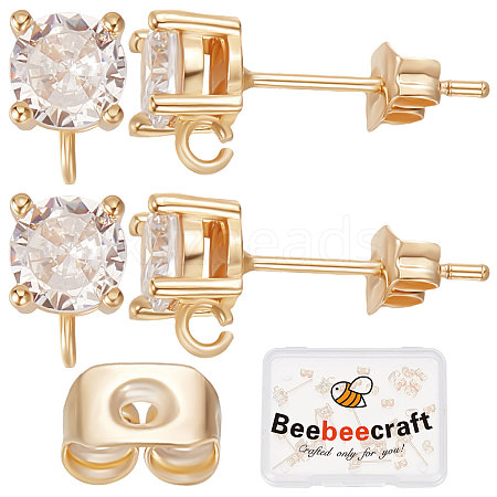 Beebeecraft 20Pcs Brass Stud Earring Findings KK-BBC0005-01-1