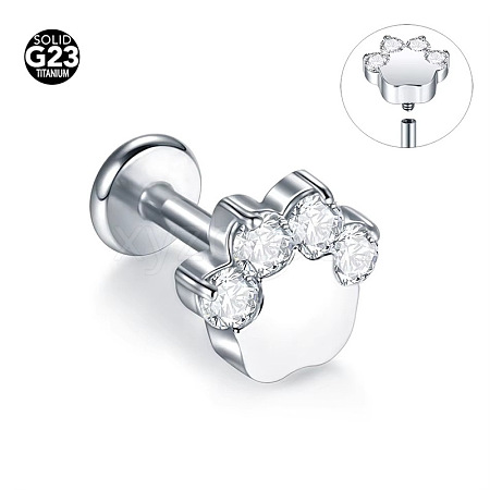 G23 Titanium Micro Pave Clear Cubic Zirconia Cartilage Earrings WG0DE3D-17-1