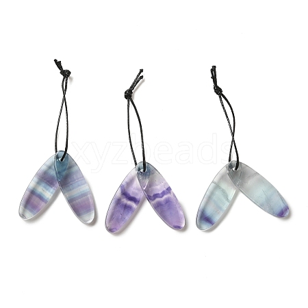 2Pcs Natural Fluorite Pendants G-Z064-01B-1