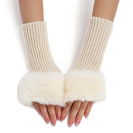 Plush Acrylic Fibers Knitting Fingerless Gloves PW-WGBA7CE-04-1