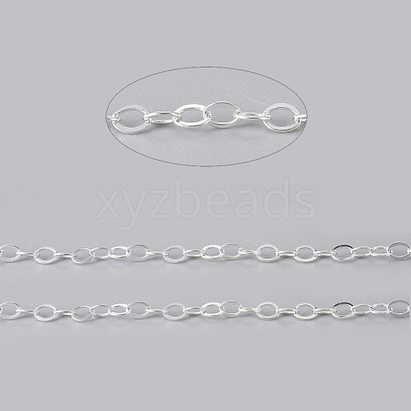 Brass Flat Oval Cable Chains X-CHC025Y-S-1