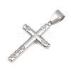 316 Surgical Stainless Steel & Clear Cubic Zirconia Pendants STAS-A137-03C-P-2