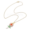 Glass Seed Beaded Flower Pendant Necklaces NJEW-MZ00080-03-4