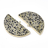 Electroplate Natural Dalmatian Jasper Semi Circle Pendants G-S344-43E-2