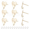 ARRICRAFT 10Pcs Heart Shape Brass Stud Earring Findings KK-AR0004-02-1