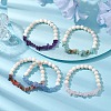 Natural Mixed Gemstone Chips & Synthetic Turquoise Beaded Stretch Bracelets BJEW-JB10162-2